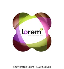 Resumen del logotipo de diseño geométrico hecho de elementos fluidos, icono vectorial