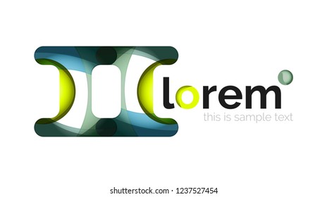Resumen del logotipo de diseño geométrico hecho de elementos fluidos, icono vectorial
