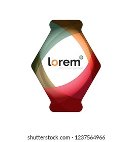 Abstract geometric design logo made of flowing elements, vector icon