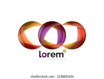 Abstract geometric design logo made of flowing elements, vector icon