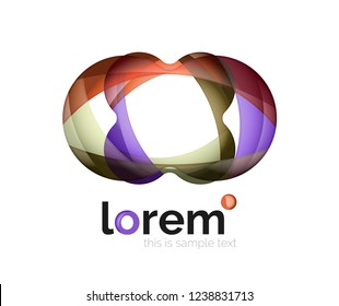 Abstract geometric design logo made of flowing elements, vector icon