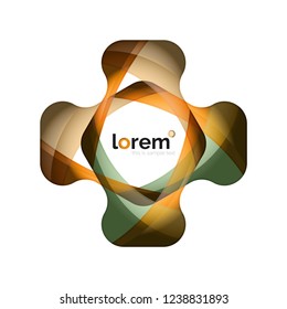 Abstract geometric design logo made of flowing elements, vector icon