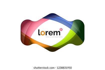 Abstract geometric design logo made of flowing elements, vector icon