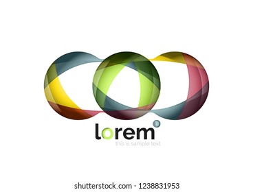 Resumen del logotipo de diseño geométrico hecho de elementos fluidos, icono vectorial