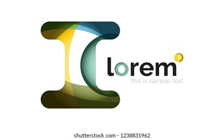 Abstract geometric design logo made of flowing elements, vector icon