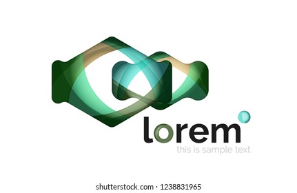 Resumen del logotipo de diseño geométrico hecho de elementos fluidos, icono vectorial