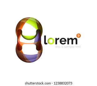 Abstract geometric design logo made of flowing elements, vector icon