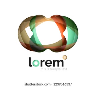 Abstract geometric design logo made of flowing elements, vector icon