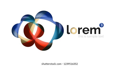 Abstract geometric design logo made of flowing elements, vector icon