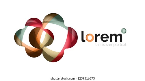 Abstract geometric design logo made of flowing elements, vector icon