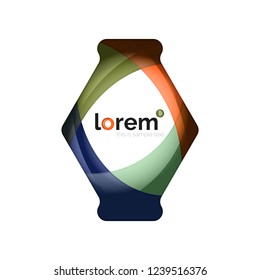 Abstract geometric design logo made of flowing elements, vector icon