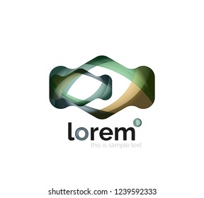 Resumen del logotipo de diseño geométrico hecho de elementos fluidos, icono vectorial