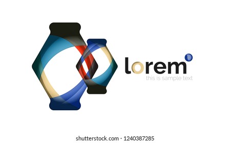 Abstract geometric design logo made of flowing elements, vector icon