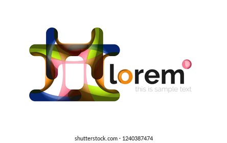 Abstract geometric design logo made of flowing elements, vector icon