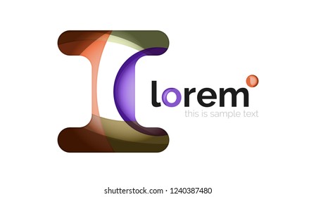 Abstract geometric design logo made of flowing elements, vector icon