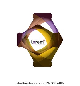 Abstract geometric design logo made of flowing elements, vector icon