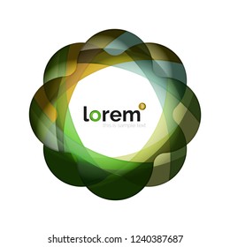 Resumen del logotipo de diseño geométrico hecho de elementos fluidos, icono vectorial