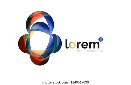 Abstract geometric design logo made of flowing elements, vector icon