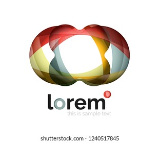 Resumen del logotipo de diseño geométrico hecho de elementos fluidos, icono vectorial