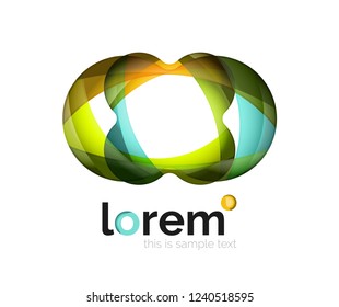 Abstract geometric design logo made of flowing elements, vector icon