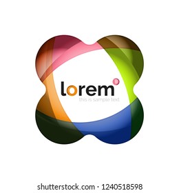 Abstract geometric design logo made of flowing elements, vector icon