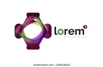 Abstract geometric design logo made of flowing elements, vector icon