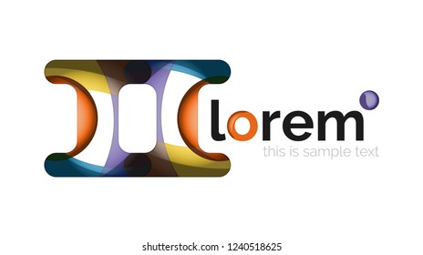 Resumen del logotipo de diseño geométrico hecho de elementos fluidos, icono vectorial