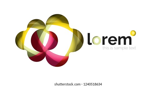 Abstract geometric design logo made of flowing elements, vector icon