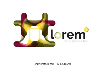Abstract geometric design logo made of flowing elements, vector icon