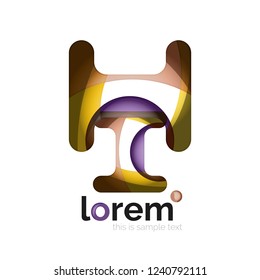 Resumen del logotipo de diseño geométrico hecho de elementos fluidos, icono vectorial