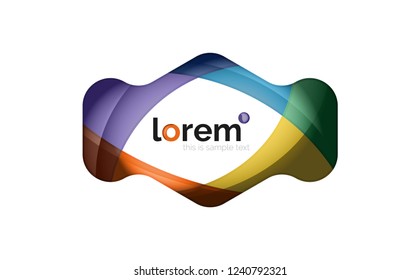 Abstract geometric design logo made of flowing elements, vector icon
