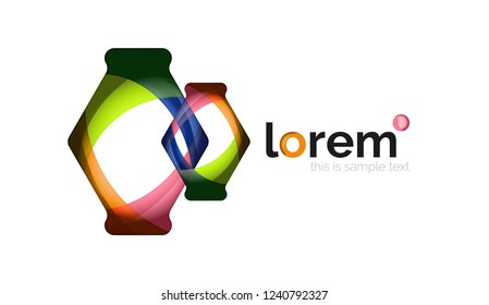 Abstract geometric design logo made of flowing elements, vector icon