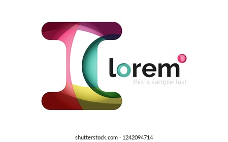 Abstract geometric design logo made of flowing elements, vector icon