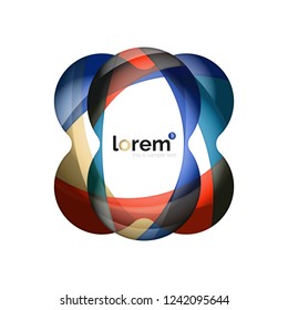 Abstract geometric design logo made of flowing elements, vector icon