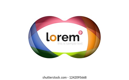 Abstract geometric design logo made of flowing elements, vector icon