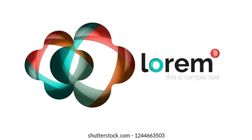 Resumen del logotipo de diseño geométrico hecho de elementos fluidos, icono vectorial