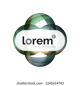 Resumen del logotipo de diseño geométrico hecho de elementos fluidos, icono vectorial