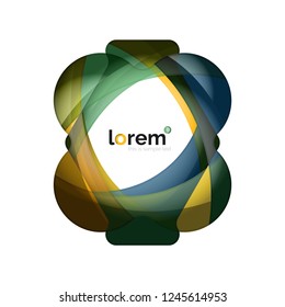 Abstract geometric design logo made of flowing elements, vector icon
