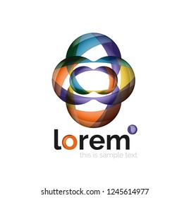 Resumen del logotipo de diseño geométrico hecho de elementos fluidos, icono vectorial