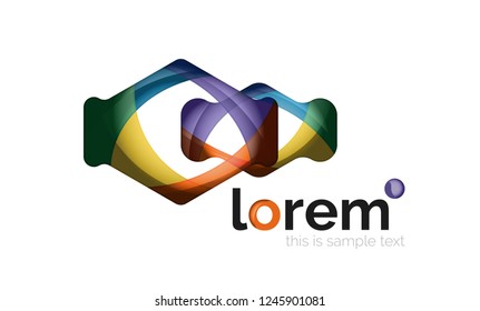 Abstract geometric design logo made of flowing elements, vector icon