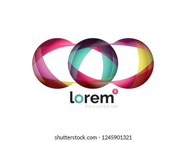 Abstract geometric design logo made of flowing elements, vector icon