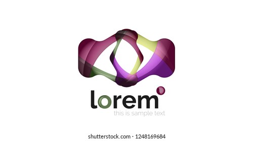 Resumen del logotipo de diseño geométrico hecho de elementos fluidos, icono vectorial