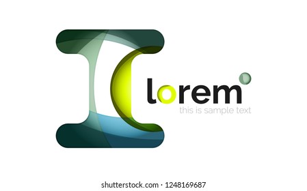 Resumen del logotipo de diseño geométrico hecho de elementos fluidos, icono vectorial