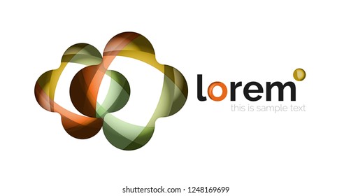 Abstract geometric design logo made of flowing elements, vector icon