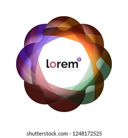 Abstract geometric design logo made of flowing elements, vector icon