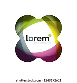 Abstract geometric design logo made of flowing elements, vector icon