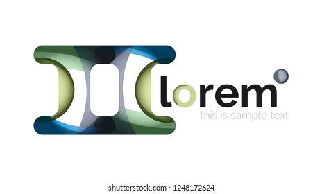 Abstract geometric design logo made of flowing elements, vector icon
