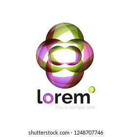 Abstract geometric design logo made of flowing elements, vector icon