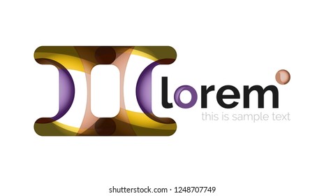 Abstract geometric design logo made of flowing elements, vector icon