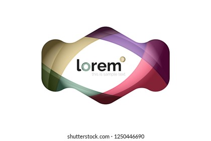 Abstract geometric design logo made of flowing elements, vector icon